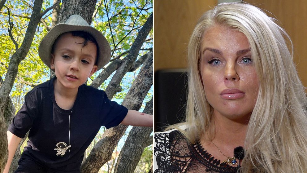 Ett barn med hatt till vänster, mamma Frida Dahlin till höger.