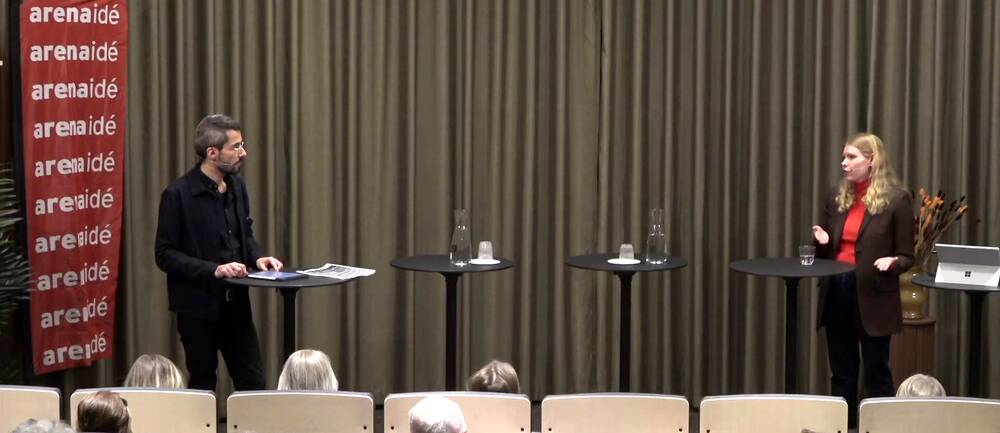 Moderator German Bender, utredningschef Arena Idé och Elisabeth Lindberg, doktorand i ekonomisk historia.