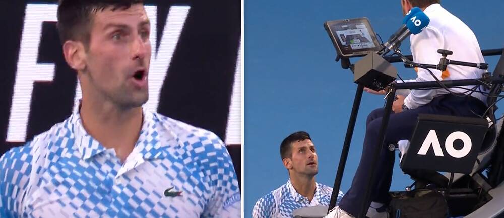 I första set fick Djokovic en tillsägelse av domaren om att han hade överskridit tidsgränsen på 24 sekunder vid serven.
