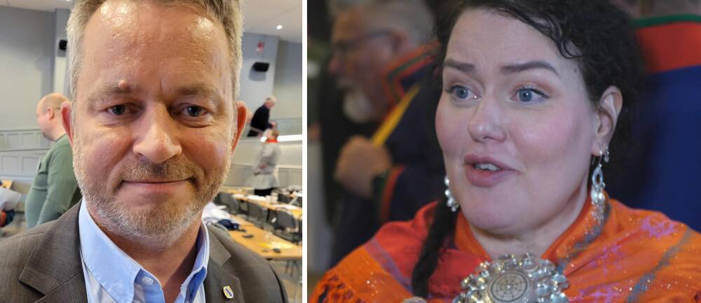 till vänster Ulf Tore Johansen, paritet Nordkalottfolket; till höger norska Sametingspresidenten Silje Karine Muotka var besviken.