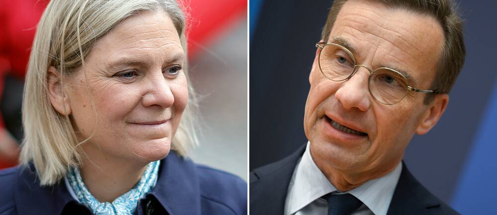 Socialdemokraternas partiledare Magdalena Andersson och statsminister Ulf Kristersson (M).