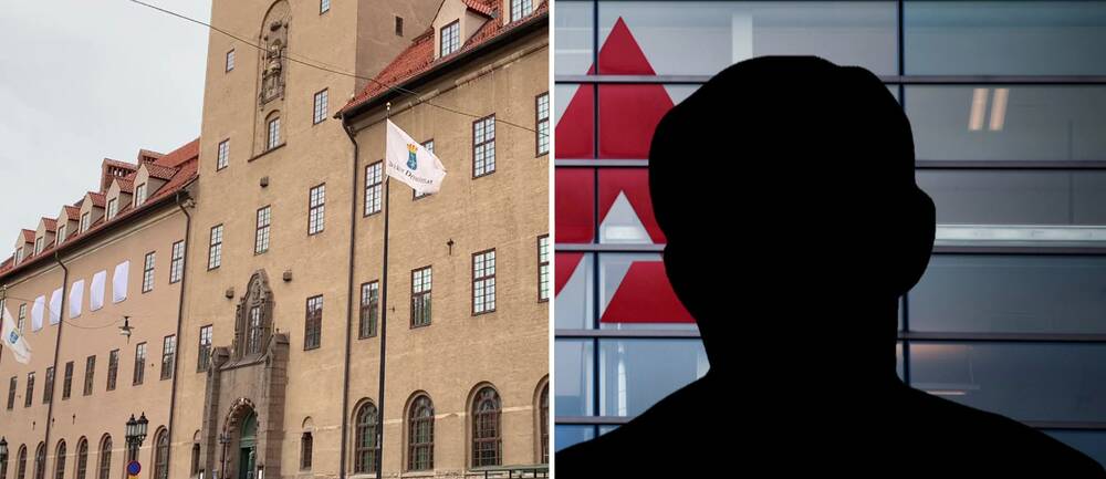 Stockholmstingsrätt och en silhuett av en man.