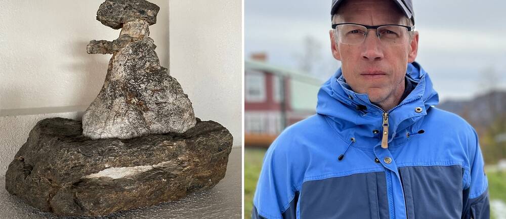 Seiten har stått på Hjalmar Lundbohm-gården. Anders Lindberg (t.v), presschef LKAB, säger att företaget gärna lämnar tillbaka den.