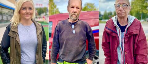 Tredelad bild. Porträtt av Magdalena Barsk på en gågata. Karl-Gunnar Bäckman i varselkläder framför en bil. Kristina Mårtensson ser allvarligt in i kameran.