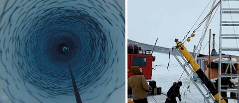Forskare har borrat ett 500 m djupt hål på Thwaitesglaciären på Antarktis. Den kallas för Domedagsglaciären.