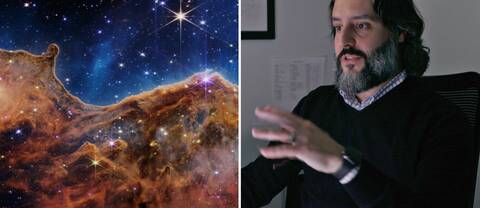 Joseph Depasquale som är bildbehandlare på Space Telescope Science Institute visar hur han färglägger bilder från James Webb-teleskopet