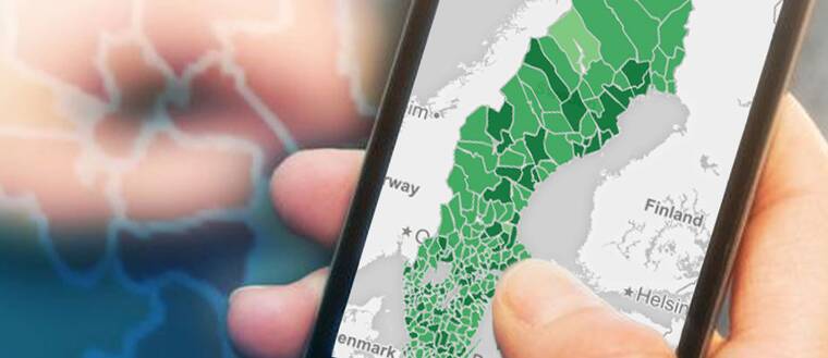 SVT Nyheters bredbandskarta.