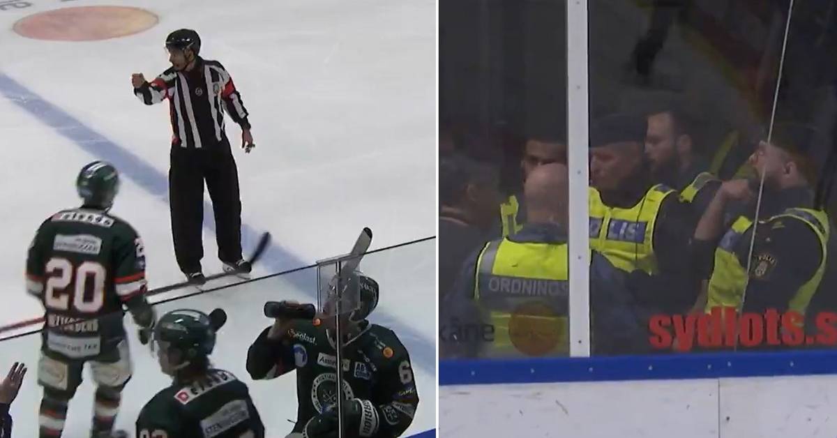 Den Allsvenskan hockeykampen ble avbrutt etter et høyt smell