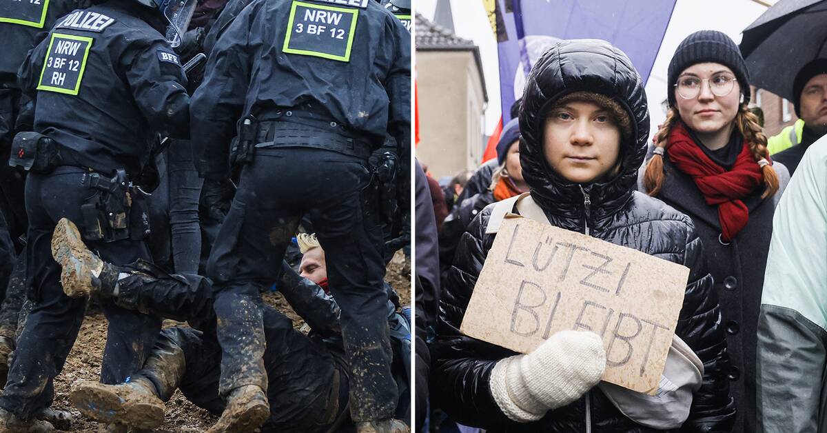 Climate demonstration against a coal mine in Lützerath, Germany – Greta Thunberg on site