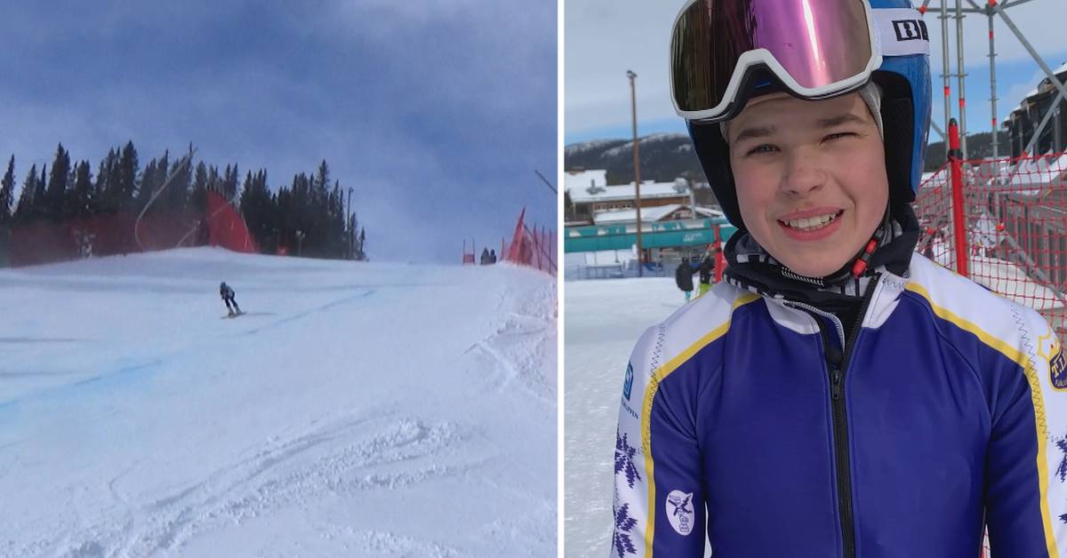 Here JonAnte Persson runs downhill for the first time directly at