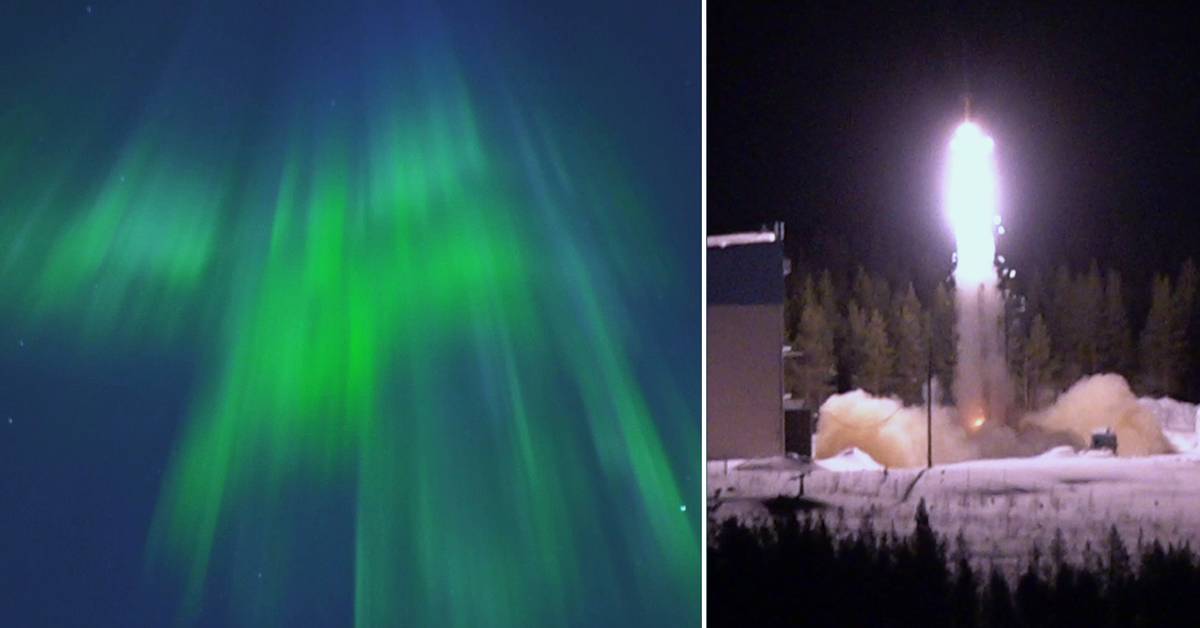 Here the rocket is launched and forms the northern lights in the sky