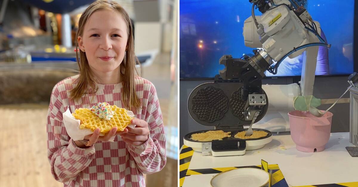 In Luleå, the robot makes hundreds of waffles for kids on Waffle Day celebration.