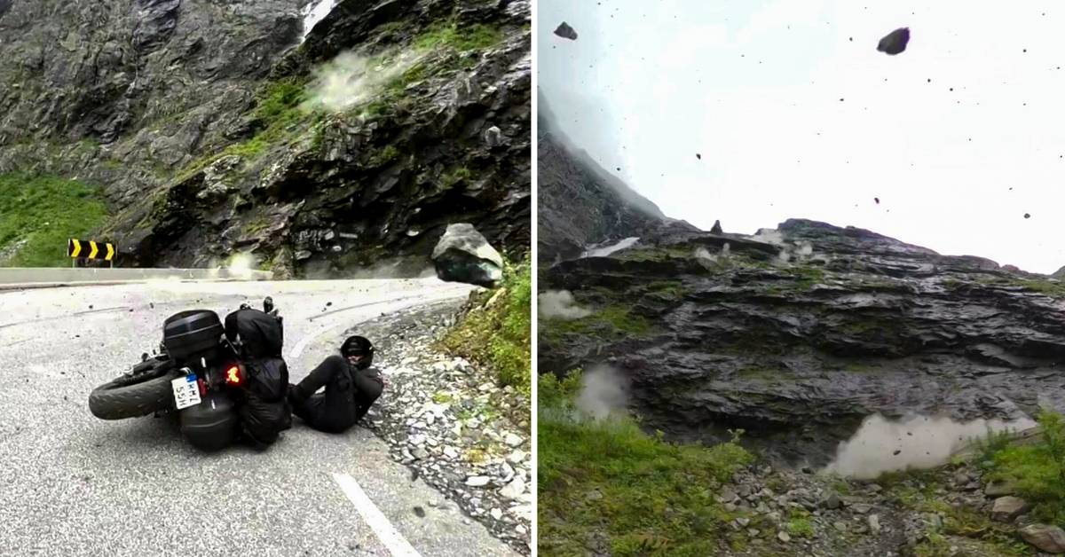 Gjengens skrekkopplevelse i Norge: De havnet midt i et ras på Trollstigen