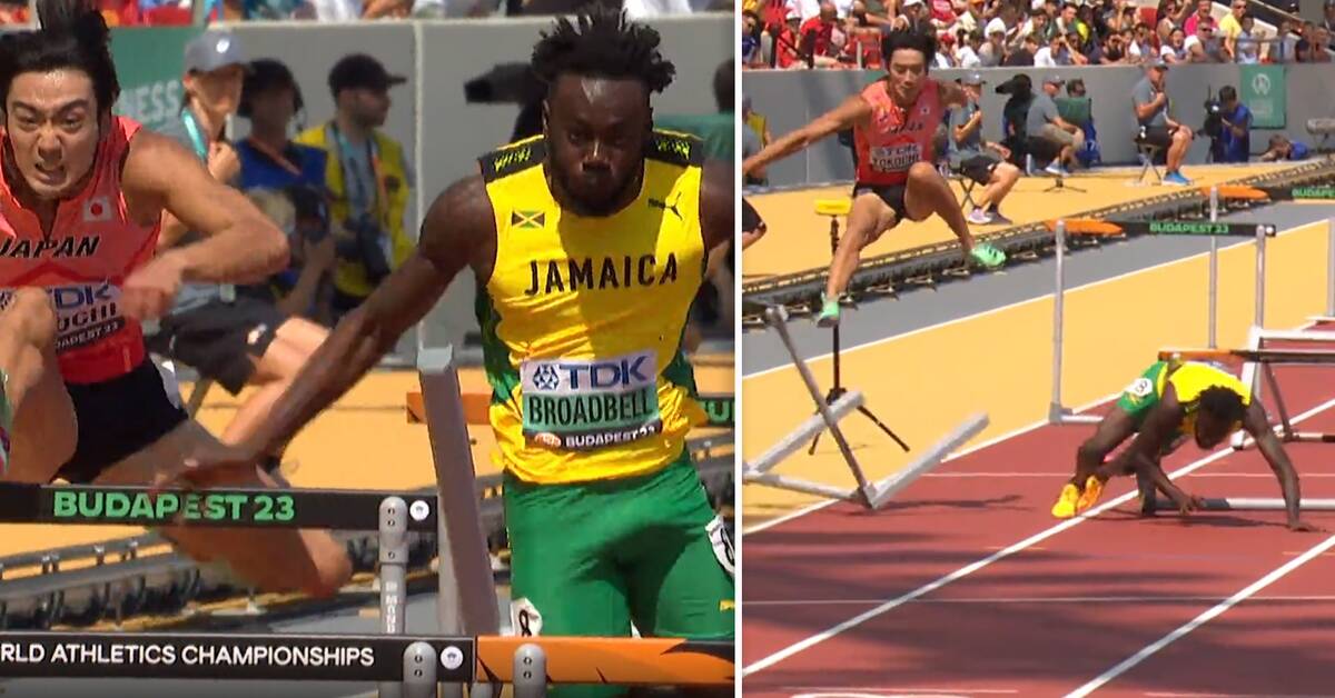 World number one Rasheed Broadbell fell in the 110m hurdles Max