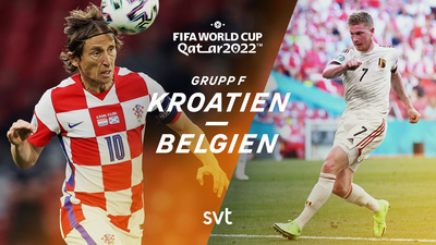 Kroatiens Luka Modric spelar mot Kevin De Bruynes Belgien. - FIFA Fotbolls-VM 2022