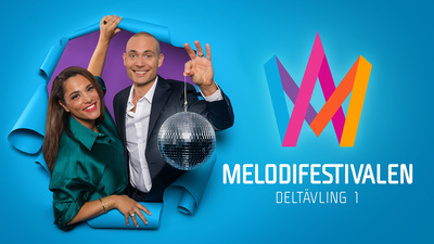 Farah Abadi och Jesper Rönndahl, programledare för Melodifestivalen 2023. - Deltävling 1