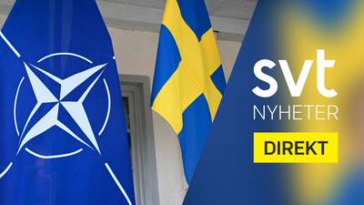 Nato-flaggan och den svenska flaggan.  - Sverige i Nato - ceremonier i Bryssel och Sverige