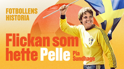 Damer, EM, Final, Sverige - England, 1-0: Pia Sundhage, Sverige jublar med en flagga efter segern. - 2. Flickan som hette Pelle