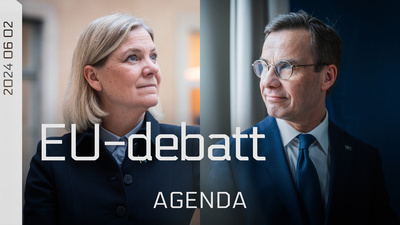 EU-debatt mellan statsminister Ulf Kristersson (M) och Magdalena Andersson (S). - Ikväll 21:15