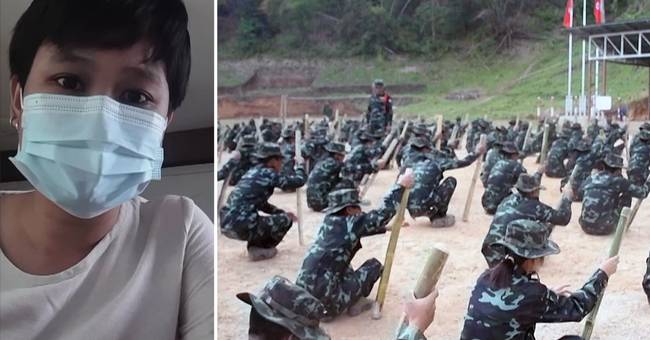 I giovani manifestanti ricevono addestramento militare – in un luogo sconosciuto nella boscaglia