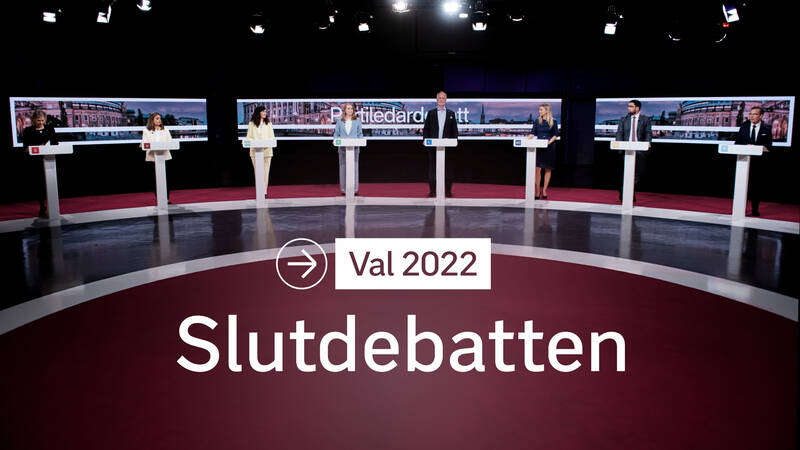 Partiledarna möts i direktsänd debatt inför söndagens riksdagsval. Programledare: Karin Magnusson och Fouad Youcefi. - Val 2022: Slutdebatten