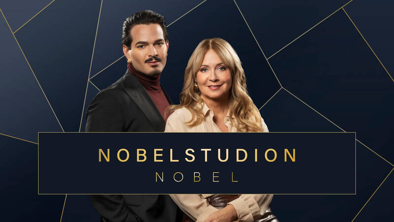 Programledare Alexander Letic och Pernilla Månsson Colt. - Nobel 2022: Nobelstudion