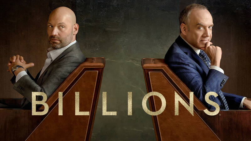 Mike Prince (Corey Stoll) och Chuck Rhoades (Paul Giamatti). - Billions