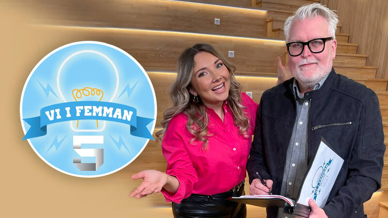 Programledare Lizette Edfeldt och domare Roger Bengtsson i finalen av Vi i femman.