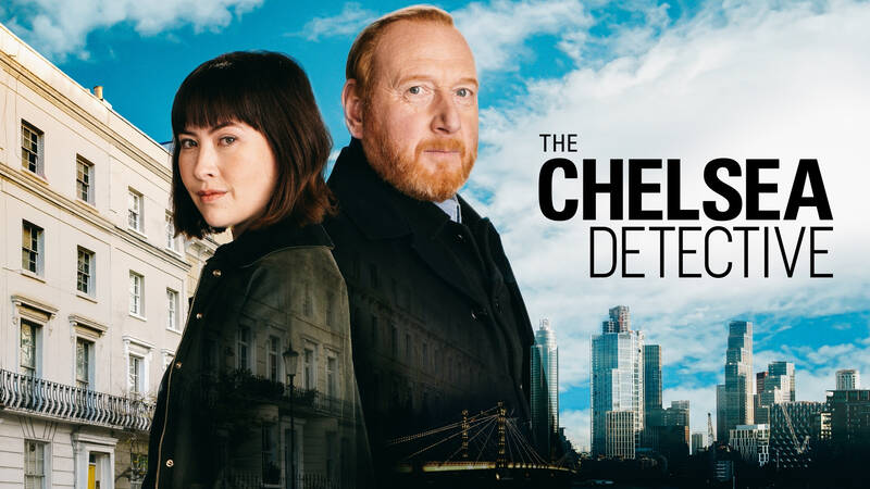 Max Arnold (Adrian Scarborough) och Layla Walsh (Vanessa Emme) i Chelsea Detective, säsong 2.