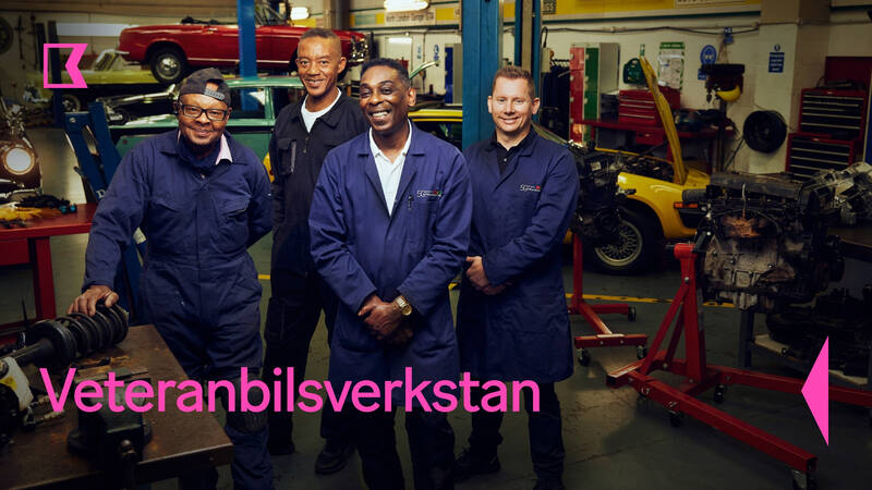 Veteranbilsverkstan - Nick McKenzie, Amand Ayensu, Colin Denton och Mark Davison.