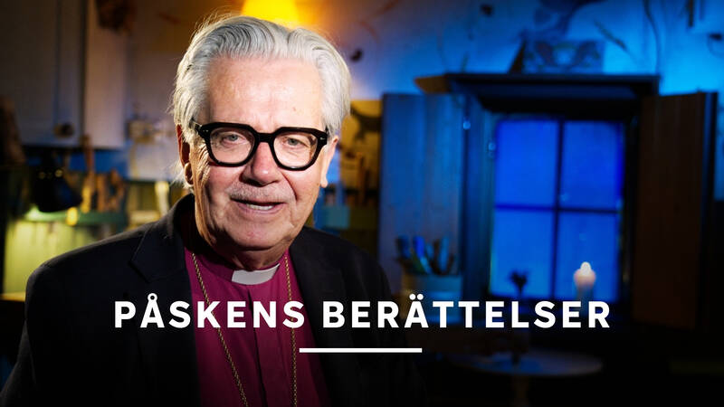 Biskop em Jan-Olof Johansson berättar påskens berättelser utifrån Eva Spångbergs bilder. - Påskens berättelser