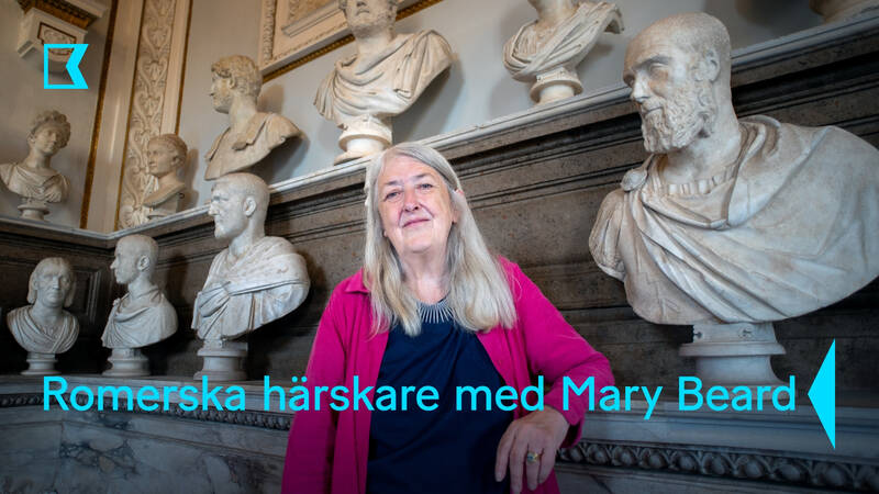 Mary Beard i Hall of Emperors, Capitoline Museum, Rom - Romerska härskare med Mary Beard