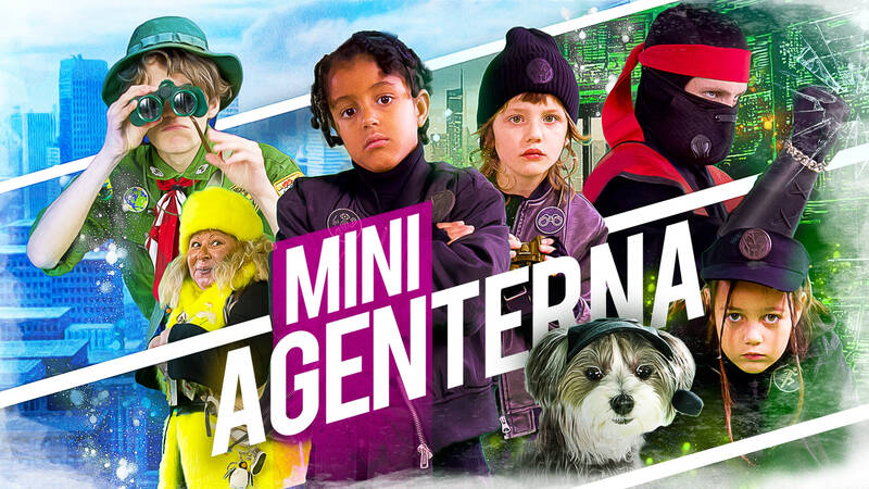 Mini-Agenterna. Säsong 3. Rucki Scout, Kapten Spindel, Ragata Snork, hunden Ninjo och Agenterna Amie, Boris och Ruby.