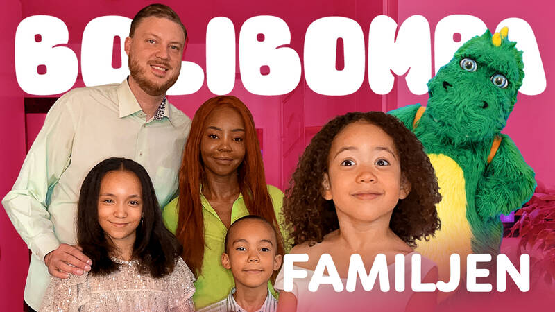 Bolibompafamiljen. Familjen Jihime består av  Star, Prince Michael, Diamond, mamma Juliana och pappa Peter.