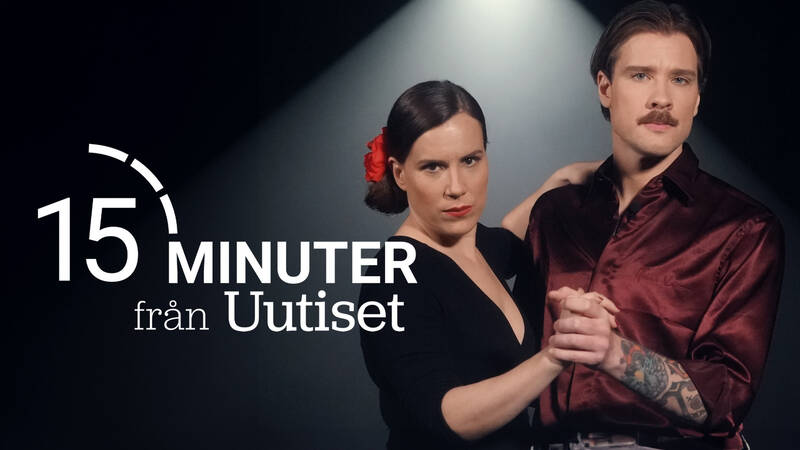 Programledarna Venla Odenbalk och Mikko Mäkitalo. - 15 minuter från Uutiset