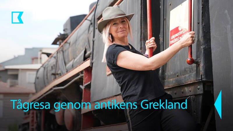Tågresa genom antikens Grekland. Brittisk serie från 2024.