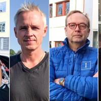 En fyrdelad bild på Lisa Andersson (M), Fredrik Hansson (C), Peter Wesley (KD) och Monica Neptun (L)