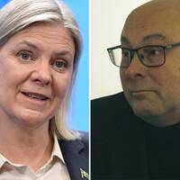 Statsminister Magdalena Andersson (S), skatteutskottets ordförande riksdagsledamöten Jörgen Hellman (S)