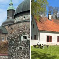 Bild föreställande Vadstena slott och Tuna kungsgård.