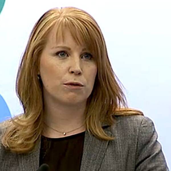 Annie Lööf vid dagens presskonferens