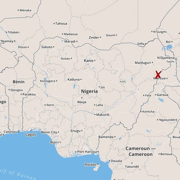En karta över Nigeria.