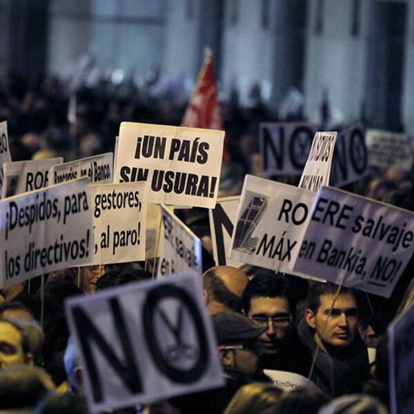 Protester i Spanien mot åtstramningspolitiken