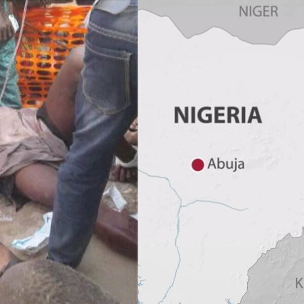 Skakade efter flygangreppet samt karta över Nigeria.