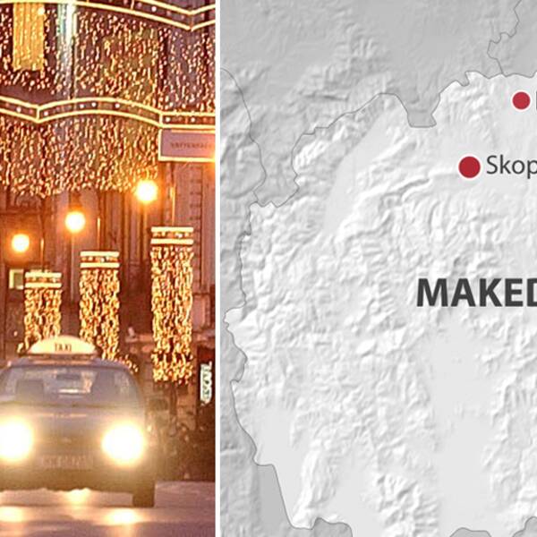 Julbelysning. Karta över Makedonien där Kumanovo är markerat.