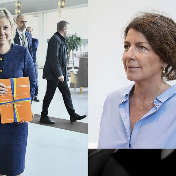 Finansminister Magdalena Andersson (S) presenterar vårbudgeten på Rosenbad.