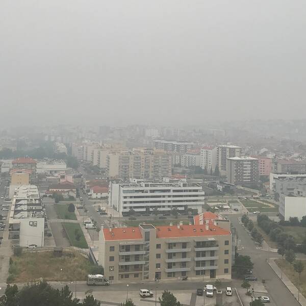 Rök drar in över Coimbra