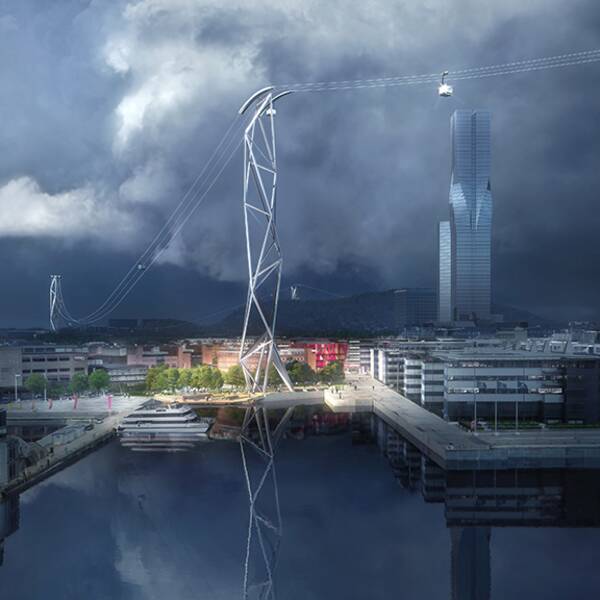 Här är det vinnande designförslaget för den planerade linbanan i Göteborg.
