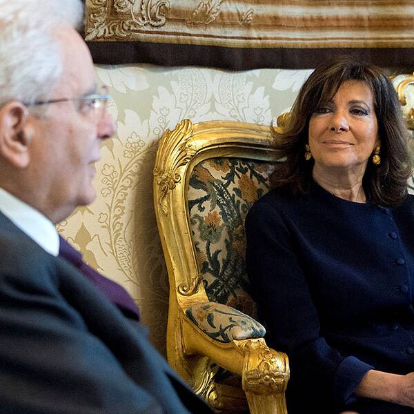 Italienska parlamentets talman, Maria casellati, tillsammans med Italiens president, Sergio Mattarella.