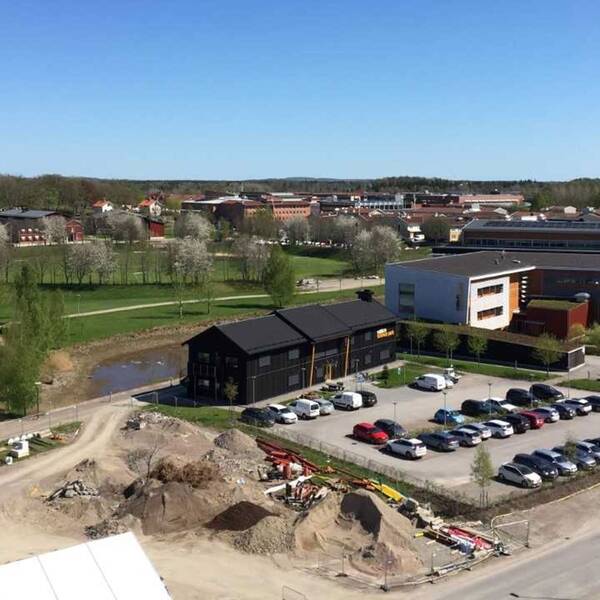 Här är utsikten från Växjös nya och dyra studentlägenheter.