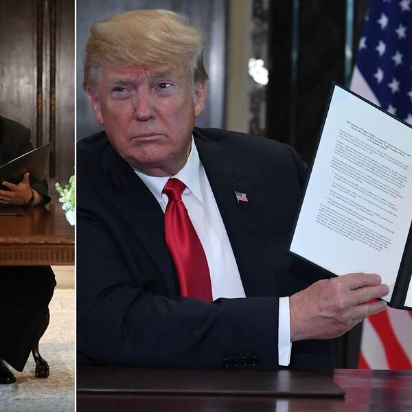 Här skriver Trump och Kim under historiskt dokument